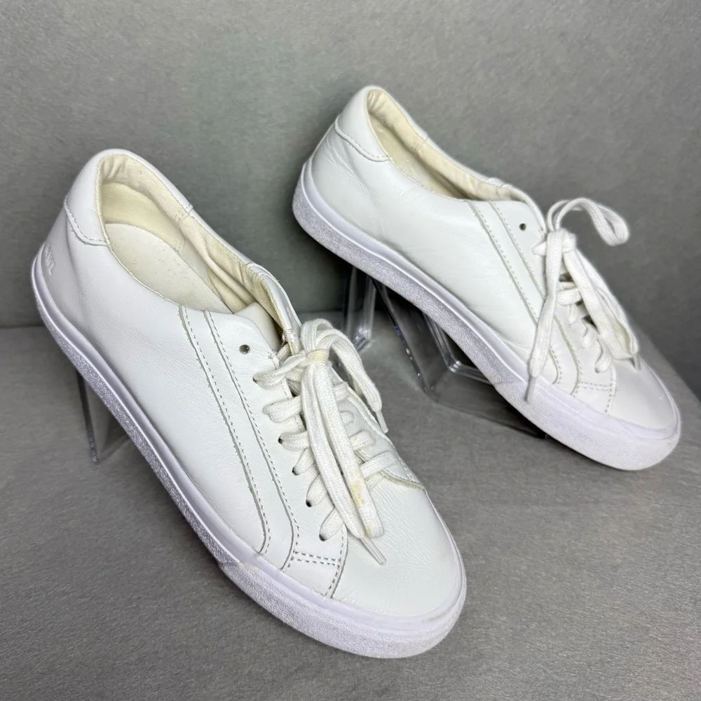 Madewell Womens Sidewalk Low Top Sneakers in Pale Parchment Multi Leather size 7